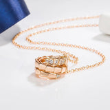 925 Silver Diamond Snake Bone Pendant Women's Necklace