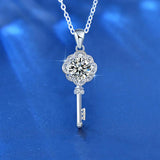 Serenity 925 Silver Necklace 1ct Moissanite Key Pendant