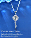Serenity 925 Silver Necklace 1ct Moissanite Key Pendant