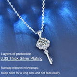 Serenity 925 Silver Necklace 1ct Moissanite Key Pendant