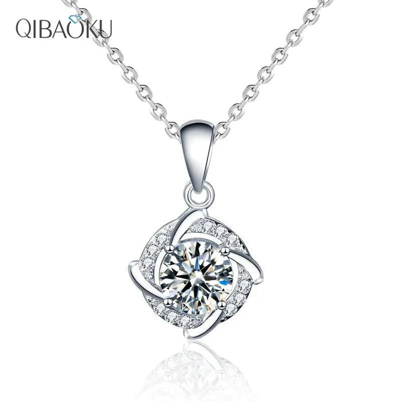 925 Silver Windmill Necklace with Diamond Mosan Pendant