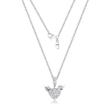 Sterling Silver Heart & Angel Wings Pendant Necklace