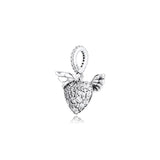 Sterling Silver Heart & Angel Wings Pendant Necklace