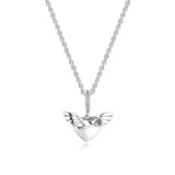 Sterling Silver Heart & Angel Wings Pendant Necklace