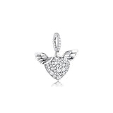 Sterling Silver Heart & Angel Wings Pendant Necklace