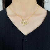 925 Silver Flower Pendant Necklace Adjustable