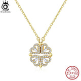 925 Silver Clover Pendant Necklace Birthday Gift SN296