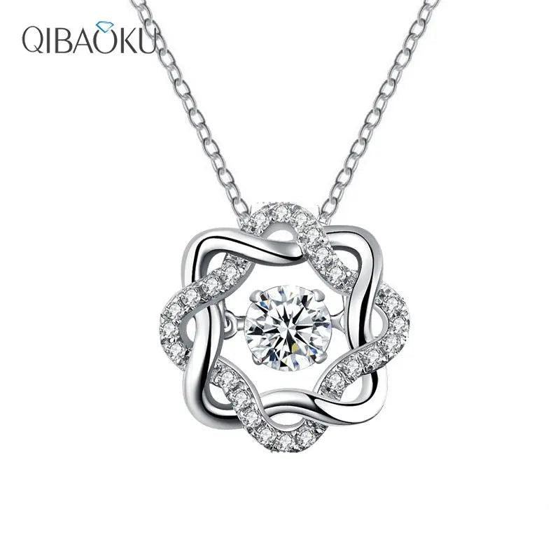 Moissanite 925 Silver Necklace Heart Beating Pendant