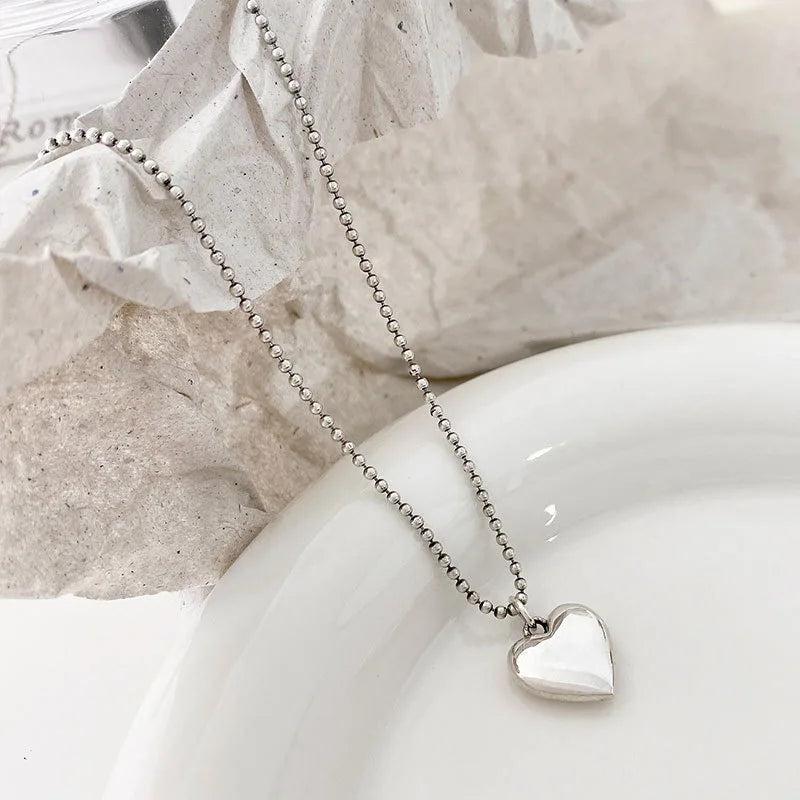 Heart Shape Pendant Necklace S925 Silver Jewelry