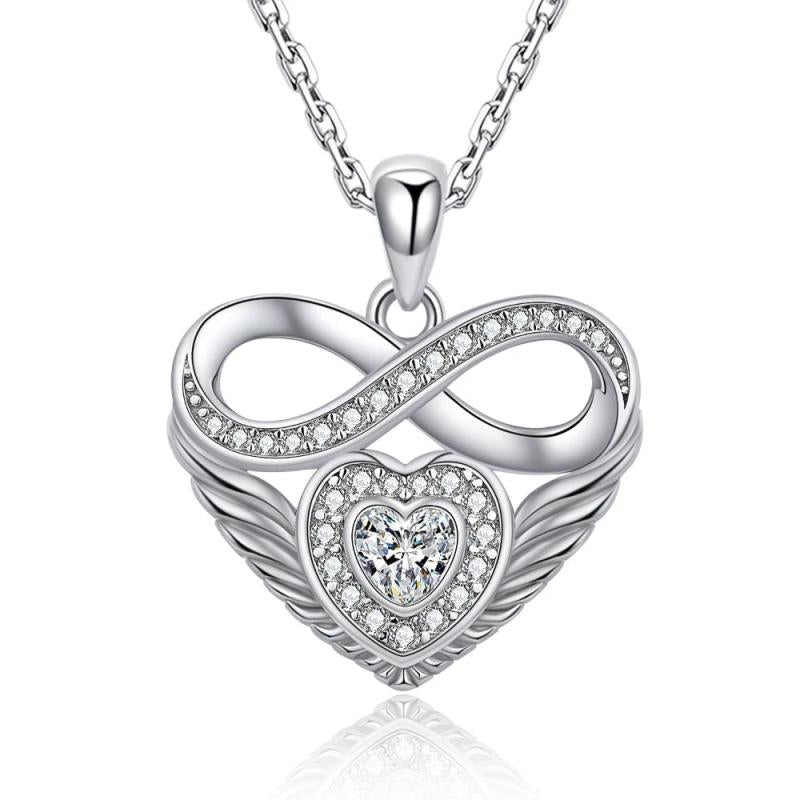 925 Silver Infinite Heart Pendant Necklace with Zircon