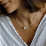 Dainty 14K Gold Filled Letter Necklace MOP Choker Boho Jewelry