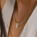 Dainty 14K Gold Filled Letter Necklace MOP Choker Boho Jewelry