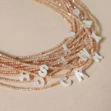 Dainty 14K Gold Filled Letter Necklace MOP Choker Boho Jewelry