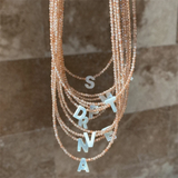 Dainty 14K Gold Filled Letter Necklace MOP Choker Boho Jewelry