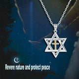 Sterling Silver Cross Star of David Pendant Necklace