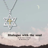Sterling Silver Cross Star of David Pendant Necklace