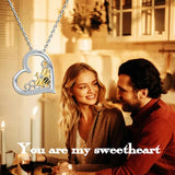 925-Silver Heart Honeycomb Bee Necklace - Queen Bee Jewelry