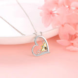 925-Silver Heart Honeycomb Bee Necklace - Queen Bee Jewelry