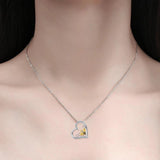 925-Silver Heart Honeycomb Bee Necklace - Queen Bee Jewelry