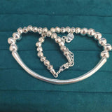Electroplating 925 Silver Charm Beads Long Necklace Jewelry Gift