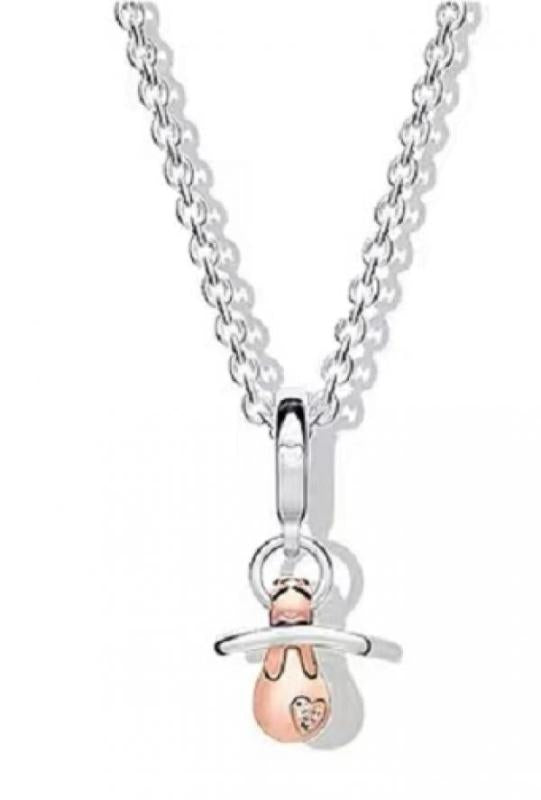 XIAOYI S925 Glow Nipple Pink Gem Love Pendant Necklace