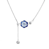 Retro Enamel Flower Dangle Necklace For Women Wedding Party