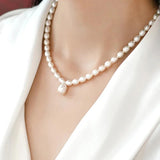 Baroque Pearl Choker Pendant Necklace 925 Sterling Silver