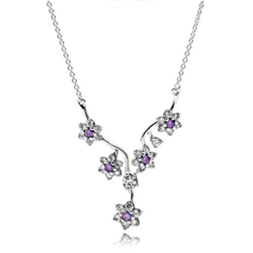 XIAOYI s925 Peach Feather Heart Tree Necklace