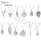 XIAOYI s925 Peach Feather Heart Tree Necklace