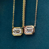 925 Silver Necklace Square Diamond Pendant Ladies Clavicle Chain Jewelry