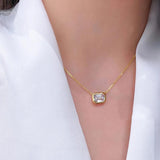925 Silver Necklace Square Diamond Pendant Ladies Clavicle Chain Jewelry