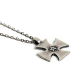 925 Silver Power Star Cross Pendant Necklace Punk Style Jewelry