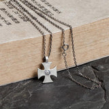 925 Silver Power Star Cross Pendant Necklace Punk Style Jewelry