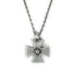 925 Silver Power Star Cross Pendant Necklace Punk Style Jewelry