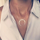 Vintage Hammered Moon Necklace 925 Silver Pendant Choker