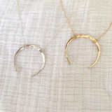 Vintage Hammered Moon Necklace 925 Silver Pendant Choker