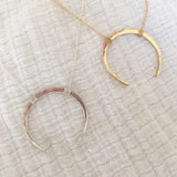 Vintage Hammered Moon Necklace 925 Silver Pendant Choker