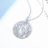 Women Necklace Round Leaf Necklace Female Charm Jewelry Bright Zircon
