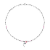 925 Silver Cherry Pink Pendant Necklace Y2K Style Women Birthday Gift