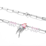 925 Silver Cherry Pink Pendant Necklace Y2K Style Women Birthday Gift