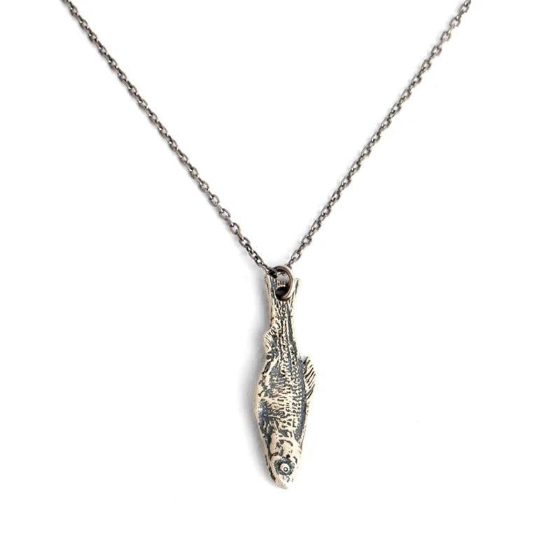925 Sterling Silver Dead Fish Necklace Gothic Jewelry