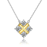 S925 Silver Square Pendant Clavicle Chain Necklace