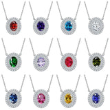 Silver Necklace Cross-border Pendant Diamond Birthstone Clavicle Chain