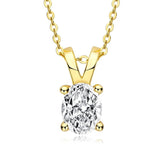 925 Sterling Silver 2.0ct Oval Cut Simulated Diamond Pendant Necklace