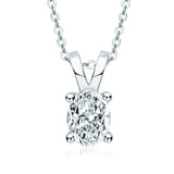 925 Sterling Silver 2.0ct Oval Cut Simulated Diamond Pendant Necklace
