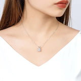 925 Sterling Silver 2.0ct Oval Cut Simulated Diamond Pendant Necklace