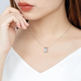 925 Sterling Silver 2.0ct Oval Cut Simulated Diamond Pendant Necklace