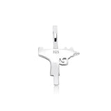925 Sterling Silver Gun Pendant Iced Out Cubic Zirconia Hip Hop Jewelry