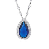 Sapphire Paraiba Tourmaline Pendant Necklace Lab Diamond Gemstone