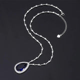 Sapphire Paraiba Tourmaline Pendant Necklace Lab Diamond Gemstone